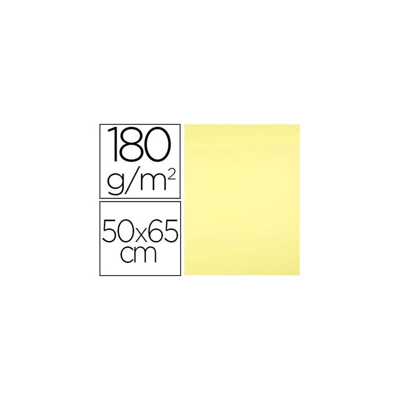 Papier cartonne liderpapel 50x65cm 180gr coloris jaune clair paquet 25 feuilles