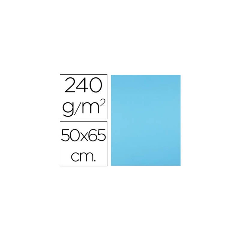 Papier cartonne liderpapel 50x65cm 240gr coloris bleu ciel paquet 25 feuilles