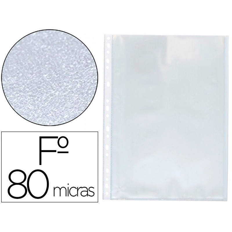 Pochette q-connect polypropylene graine perforee folio 80 mc boite 100 unites