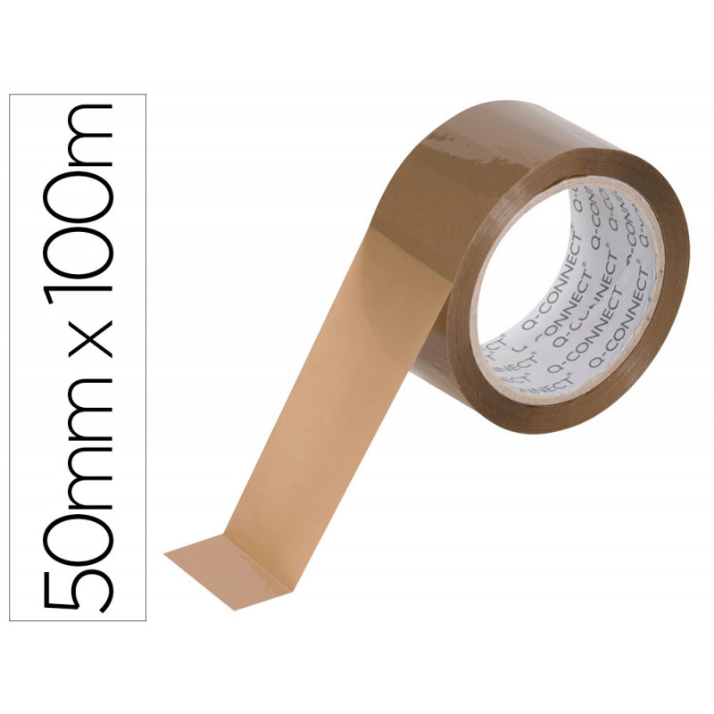 Ruban adhesif q-connect polypropylene 100mx50mm pour un emballage silencieux coloris havane
