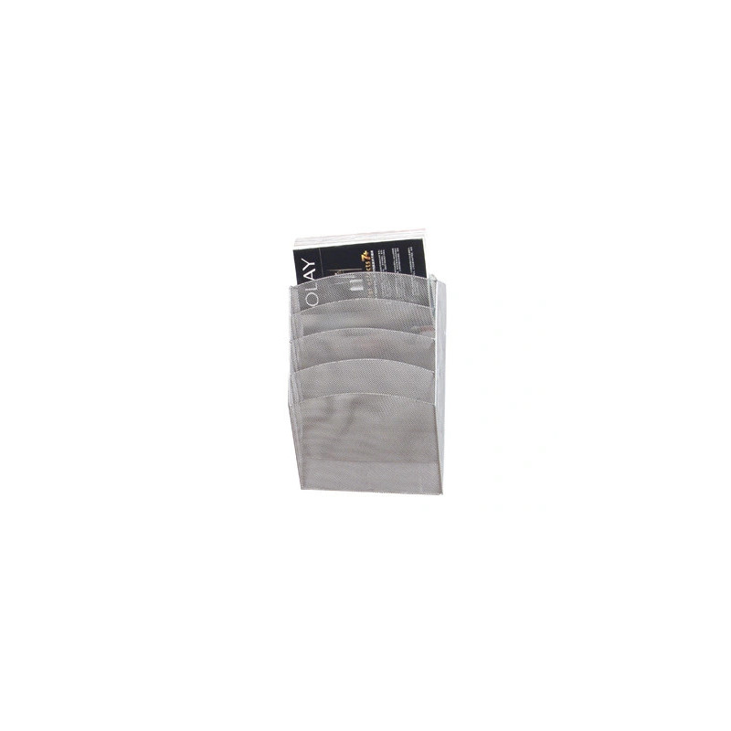 Corbeille murale q-connect 5 cases a4 vertical présentoir métallique 315x93x440mm coloris argent