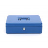 Caisse monnaie q-connect structure acier 0.8mm épaisseur plateau amovible espace billets 300x240x90mm coloris bleu