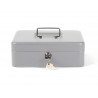 Caisse monnaie q-connect structure acier 0.8mm épaisseur plateau amovible espace billets 250x180x90mm coloris argent