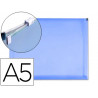 Pochette enveloppe liderpapel polypropylène 180 microns a5 210x148mm fermeture éclair a5 transparent bleu