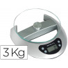 Pèse-lettres électronique q-connect 3kg base 19x21cm diamètre plateau 17cm plateforme cristal tempéré écran lcd