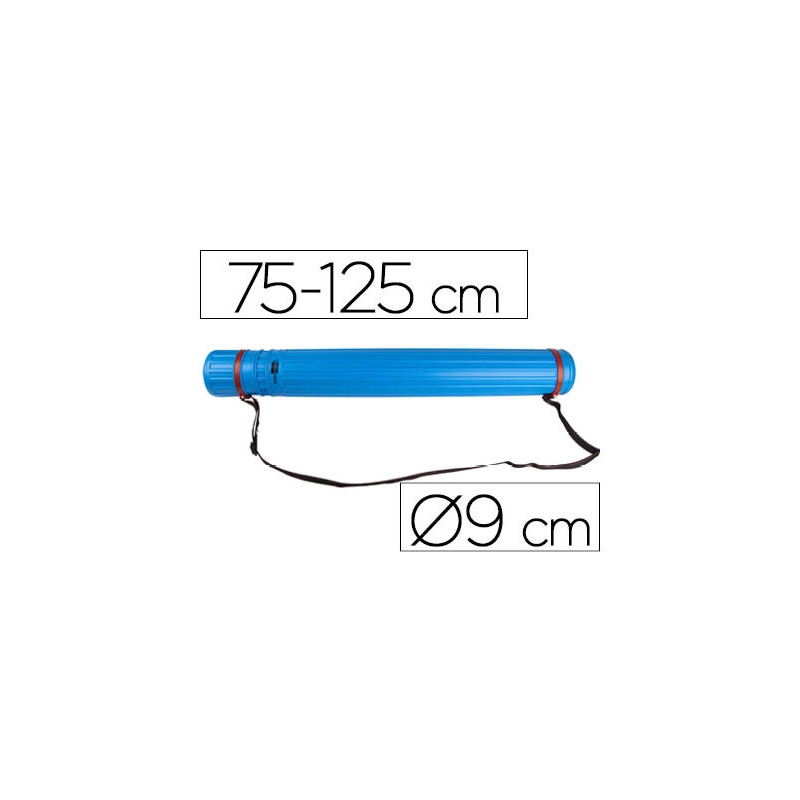 Porte-plans liderpapel plastique bandoulière 75cm extensible 125cm diamètre 9cm coloris bleu