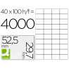 Étiquette adhésive q-connect 52.5x29.7mm coins droits imprimante jet encre laser copieur boîte 100 feuilles 4000 unités