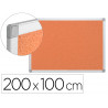 Tableau liège q-connect mural cadre aluminium argenté mat coins plastiques fixation mur épaisseur 5mm 200x100cm
