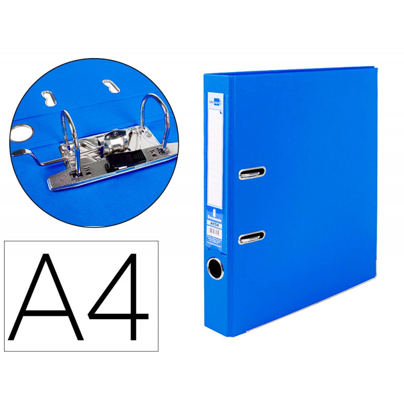 Classeur levier liderpapel a4 documenta carton rembordé 1,9mm dos 52mm rado métallique coloris bleu