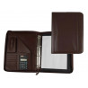 Conférencier a4 calculatrice plastique fermeture éclair pochette téléphone portable 4 anneaux 40mm 35,5x26x1cm marron