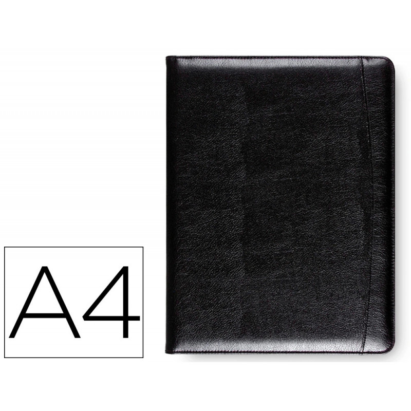 Conférencier a4 plastique bloc -notes inclus plusieurs compartiments poche rabat 32x25x2,5cm coloris noir