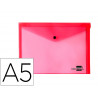 Pochette enveloppe liderpapel polypropylène 180 microns a5 210x148mm 50f fermeture bouton résistant transparent rouge
