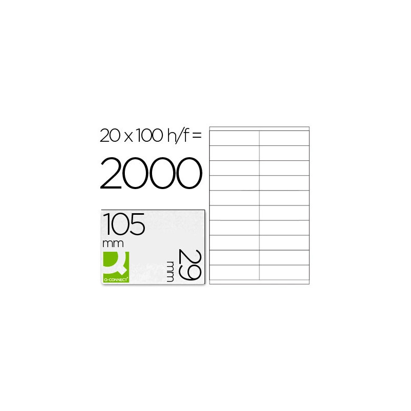 Étiquette adhésive q-connect 105x29mm coins droits imprimante jet d'encre laser copieur boîte 100 feuilles 2000 unités