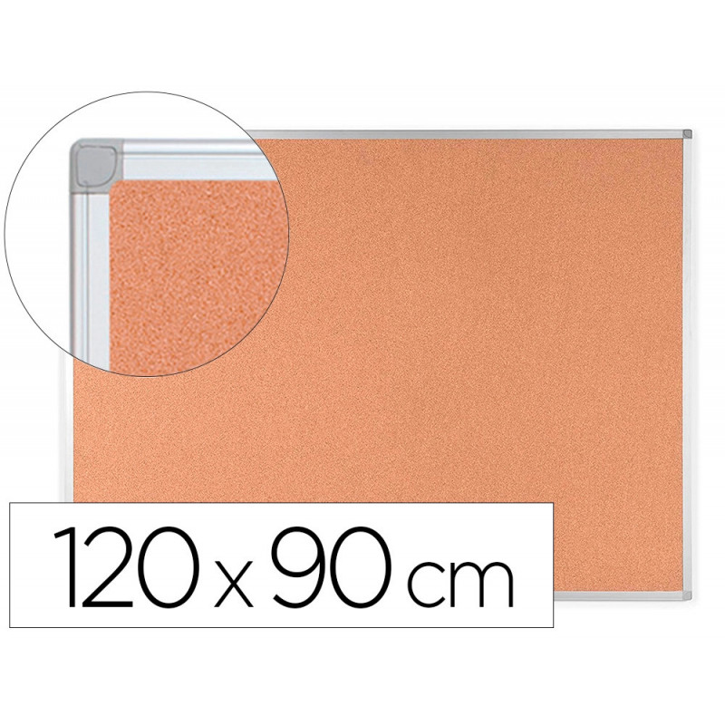 Tableau liège q-connect mural cadre aluminium résistance humidité accessoires fixation mur 1mm épaisseur 120x90cm