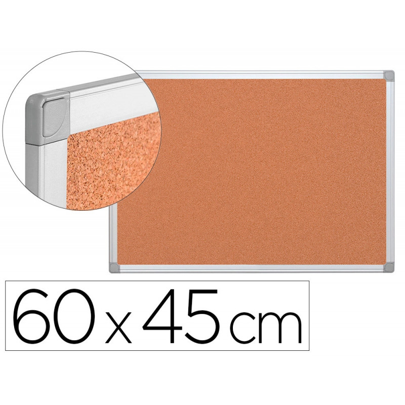 Tableau liège q-connect mural cadre aluminium résistance humidité accessoires fixation mur 1mm épaisseur 60x45cm