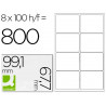 Étiquette adhésive q-connect 99.1x67.7mm coins arrondis imprimante jet encre laser copieur boîte 100 feuilles 800 unités