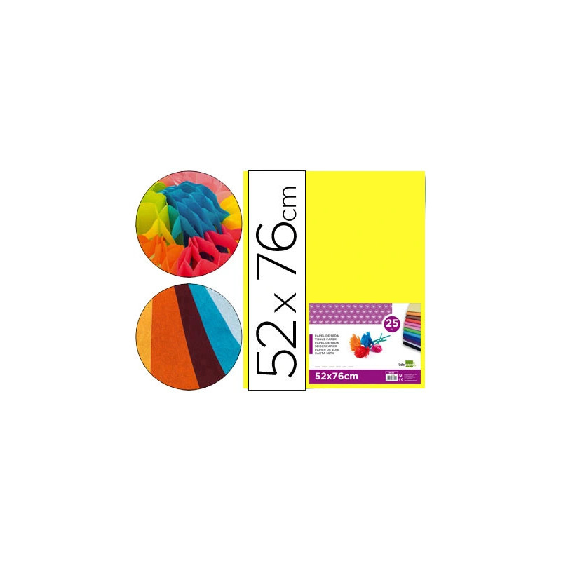 Papier de soie liderpapel 52x76cm 18g/m2 unicolore jaune sachet 25f