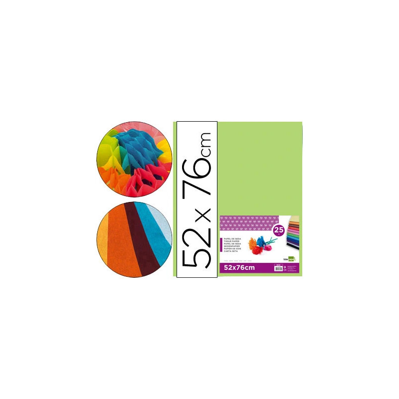Papier de soie liderpapel 52x76cm 18g/m2 unicolore vert moyen sachet 25f