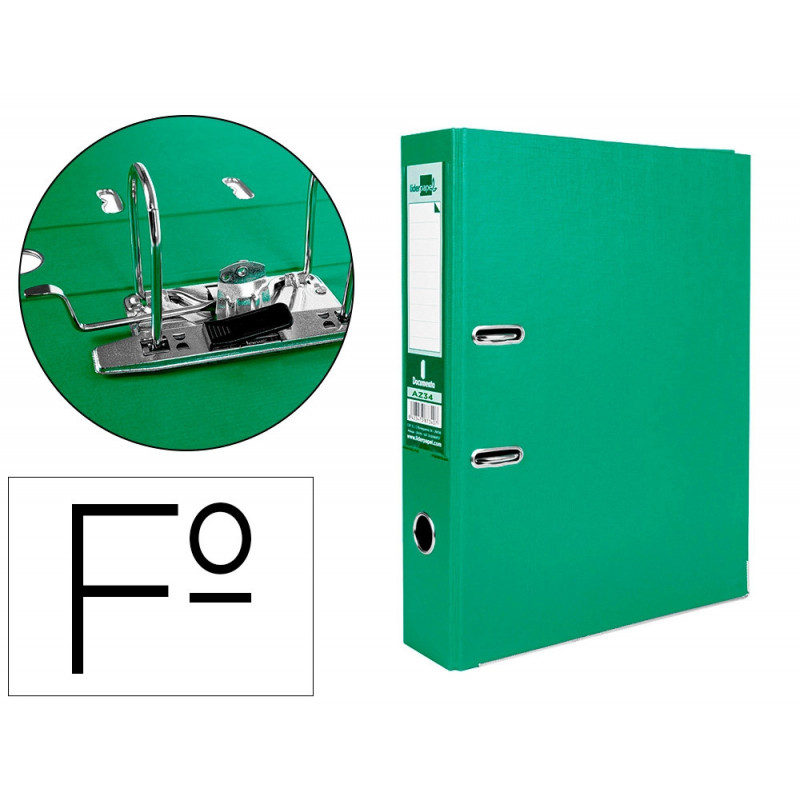 Classeur levier liderpapel documenta a4+ carton remborde dos 75mm rado metallique coloris vert