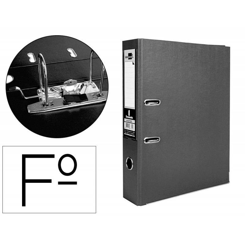 Classeur levier liderpapel documenta a4+ carton remborde dos 75mm rado metallique coloris noir