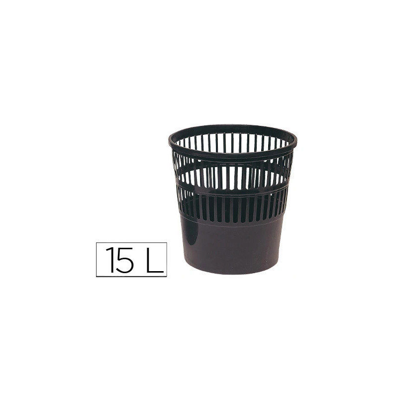Corbeille à papier q-connect ajourée polystyrène souple et très résistant 15l coloris noir