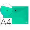Pochette enveloppe liderpapel polypropylène 180 microns a4 297x210mm 50f fermeture bouton résistant transparent vert