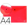 Pochette enveloppe liderpapel polypropylène 180 microns a4 297x210mm 50f fermeture bouton résistant transparent rouge
