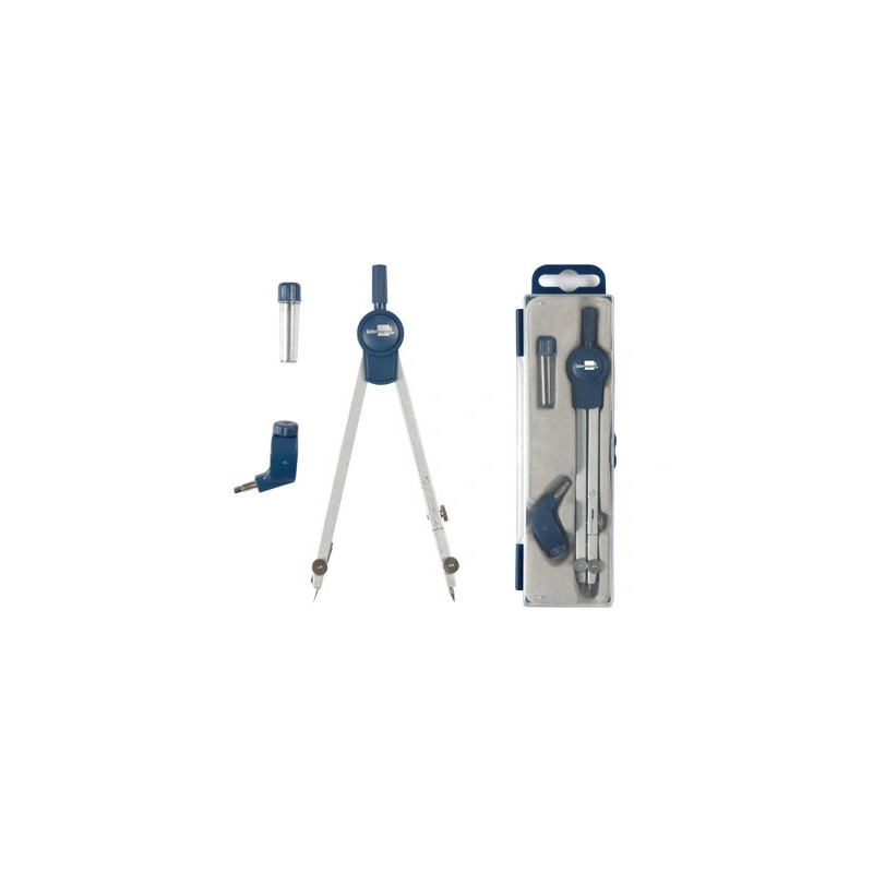 Compas liderpapel articulé 1 branche circonférence 38cm longueur 12.5cm bague mine 2mm étui platique