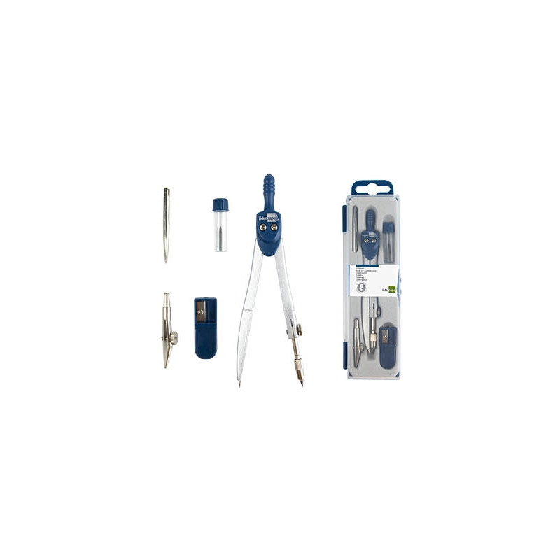 Compas liderpapel scolaire circonférence 38cm longueur 12.5cm taille-mines tire-ligne mine 2mm