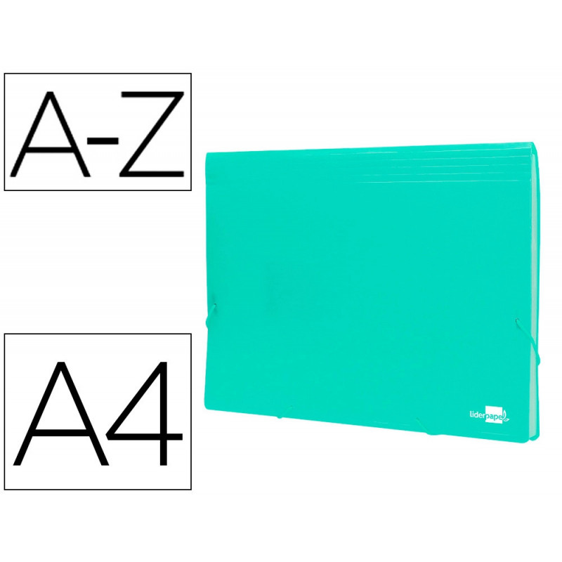 Trieur liderpapel polypro a4 210x297mm 700 microns 13 compartiments fermeture elastique coloris vert pomme opaque
