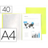 Protege-documents liderpapel polypropylene couverture flexible 40 pochettes fixes a4 220x297mm jaune fluo