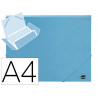 Chemise liderpapel polypropylene dos flexible a4 210x297mm 4/10e 3 rabats 100f elastique bleu ciel opaque
