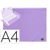 Chemise liderpapel polypropylene dos flexible a4 210x297mm 4/10e 3 rabats 100f elastique lavande opaque