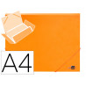 Chemise liderpapel polypropylene dos flexible a4 210x297mm 4/10e 3 rabats 100f elastique orange fluo opaque