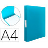 Classeur liderpapel 4 anneaux 25mm a4 260x315mm polypropylene dos 40mm porte-cartes visite coloris bleu