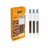 Stylo-bille bic 4 couleurs pointe moyenne 1mm retractable corps imprime leopard assortis