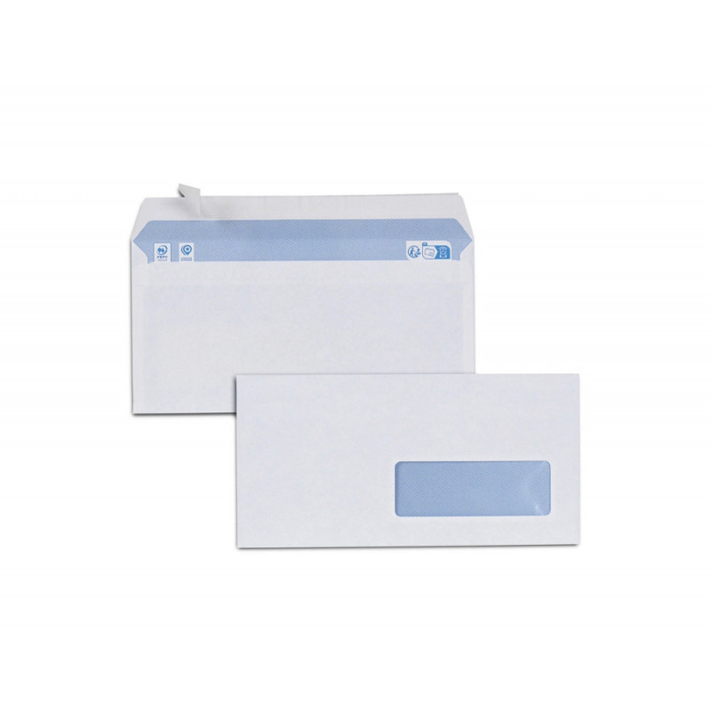 Enveloppes blanches dl 80g f35adhesives pefc eco 110x220mm boite de 500 unites