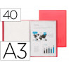 Protege-documents liderpapel 40 pochettes pp din a3 coloris rouge translucide