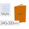 Cahier conquerant classique agrafe 240x320mm 96 pages seyes 90g couverture carte recyclee coloris orange
