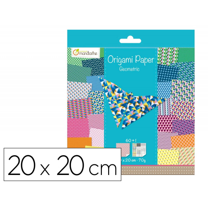 Papier origami avenue mandarine geometric 200x200mm 70g pochette 60 feuilles