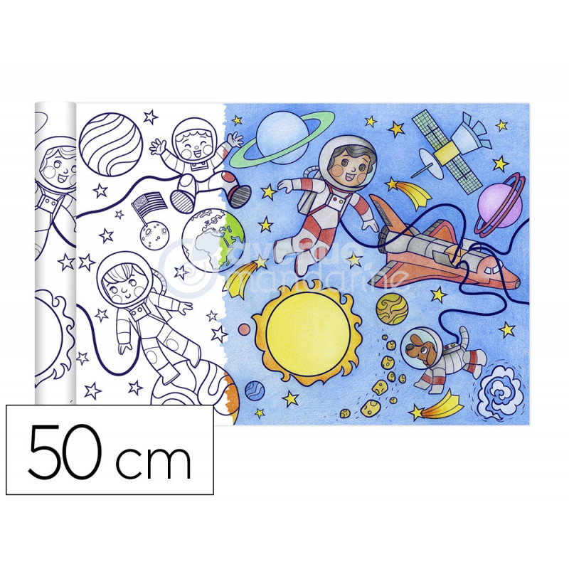 Rouleau coloriage graffy roll theme espace 5m 90g dessin repete 10 fois