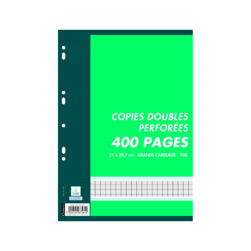 Copies doubles cambridge perforees a4 400 pages 70 g seyes