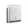 Distributeur essuie-mains coldis plastique compatible pliage v ouverture frontale clé 26.5x34x11cm 400/600f blanc/gris