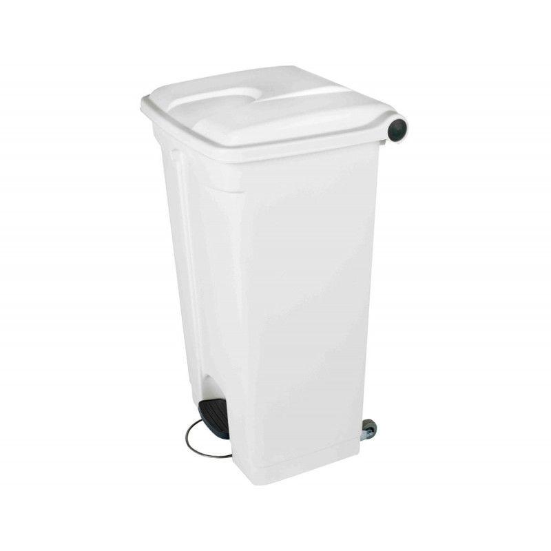 Poubelle container pédale polyéthylène résiste chocs agents chimiques produits entretien 2 roues 90l l500xh790xp400mm