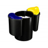 Corbeille papier cep recyclage polypropylene 3 compartiments noir/bleu/jaune papier 19l + 2 de 4,5l hauteur 263mm