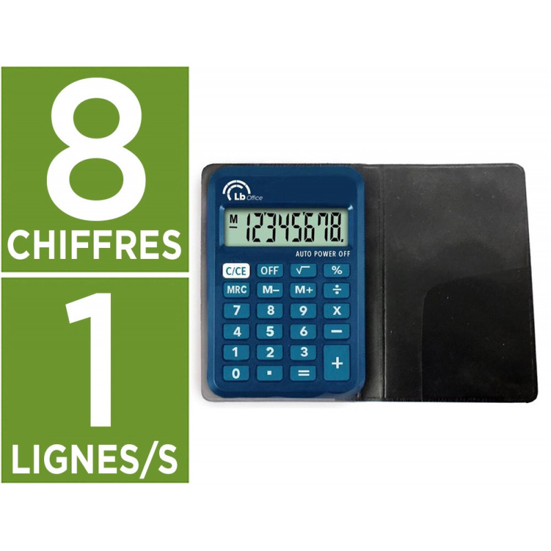 Calculatrice easy lb office a rabat format compact 8 chiffres arret automatique coloris assortis