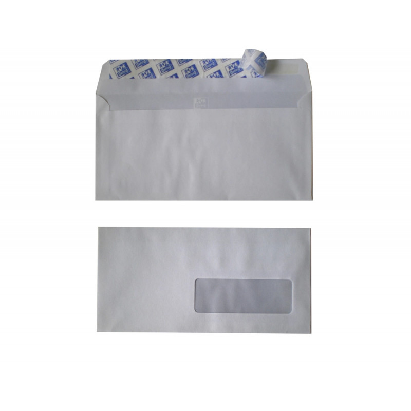 Enveloppes oxford recycle a fenetre auto adhesives avec bande de protection 110x220mm 500 unites
