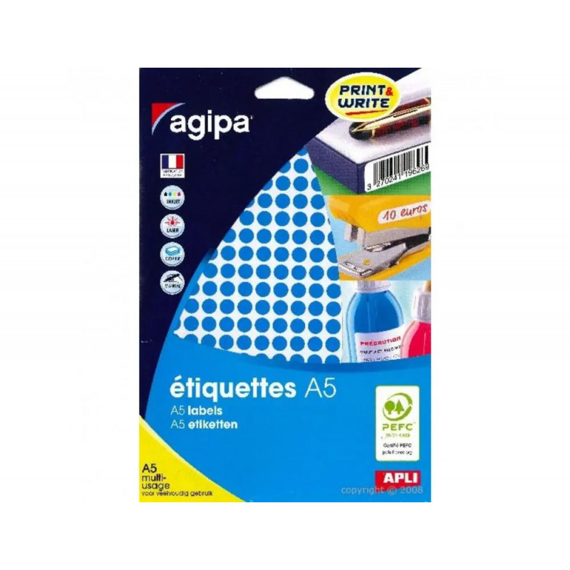 Pastilles multi-usage apli 8mm pochette de 10 coloris bleu clair 2940 unites