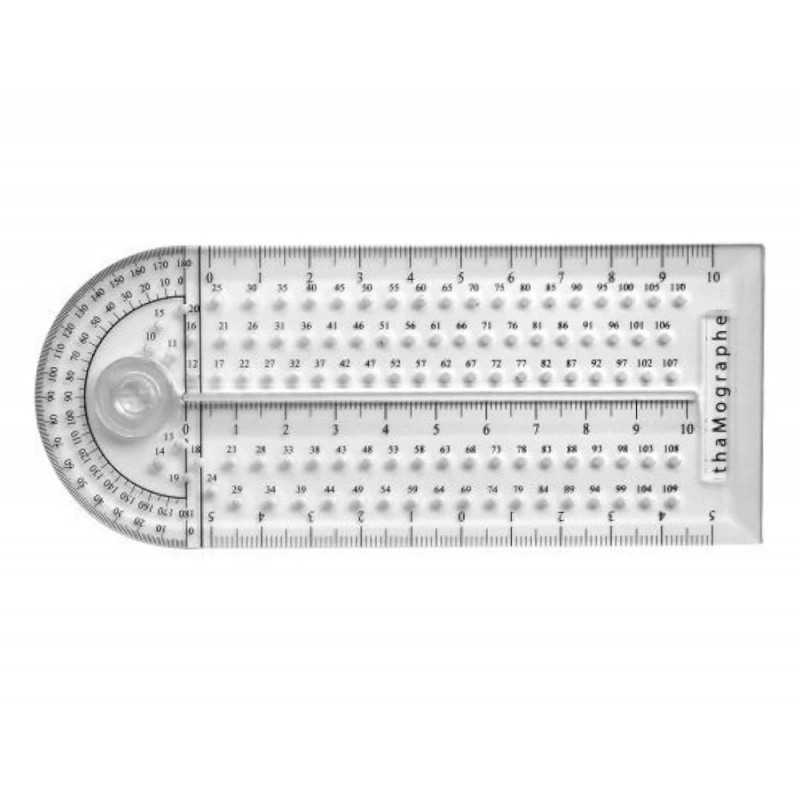 Thamographe codamex 4 outils en 1 equerre compas rapporteur regle plastique transparent