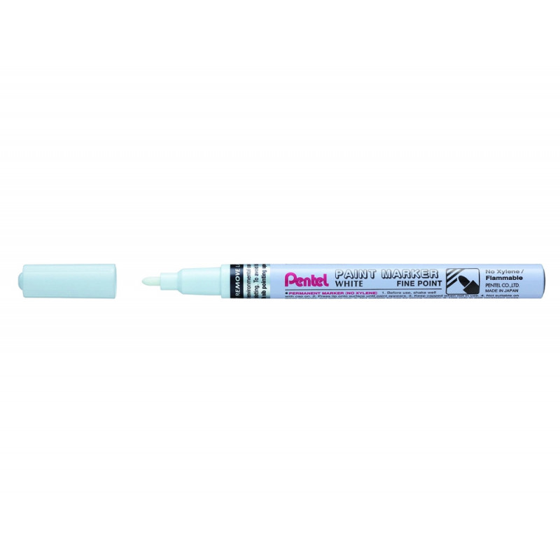 Marqueur pentel peinture paint marker multi-supports pointe fine 2,9mm coloris blanc